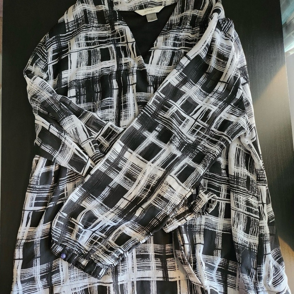 CJ Banks Black and White Dress Shirt